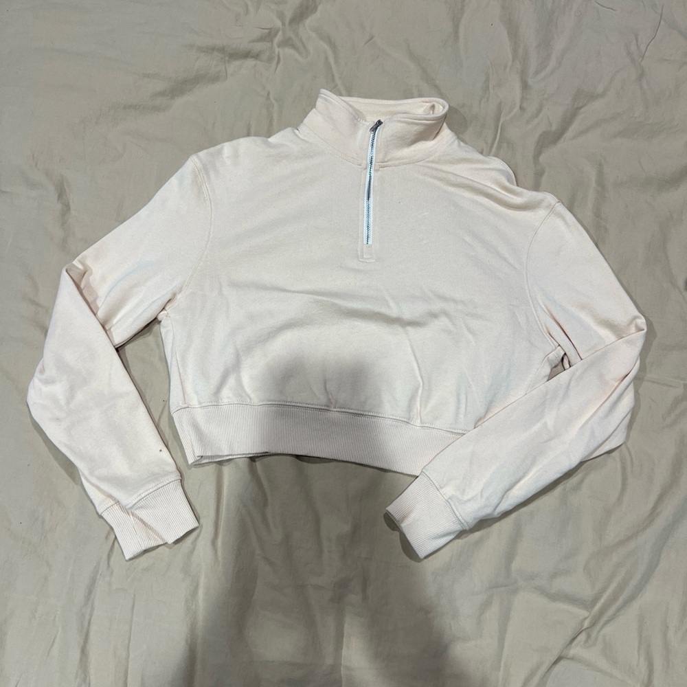 SHEIN Light Pink Zip-Up Crop Top